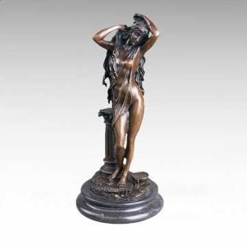 Nackte Statue Dame Baden Bronze Skulptur Tpy-008